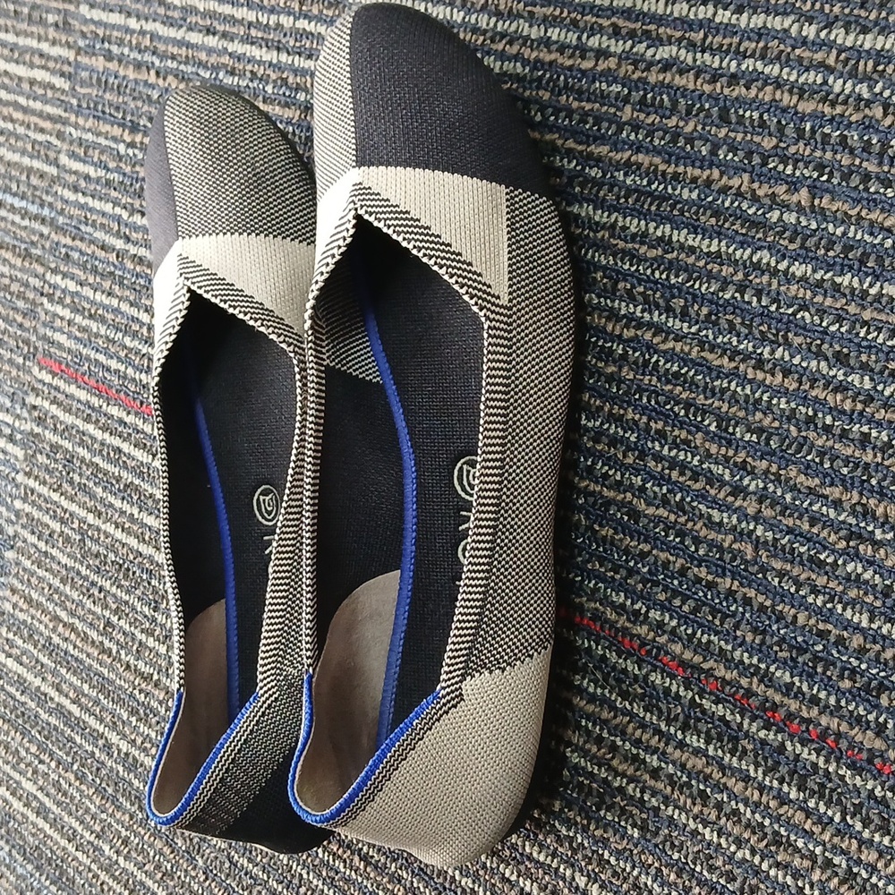 Rothy's Round / Cap Toe Flats Navy/cream Size 11 - Picture 3 of 7
